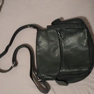 Black leather shoulder bag